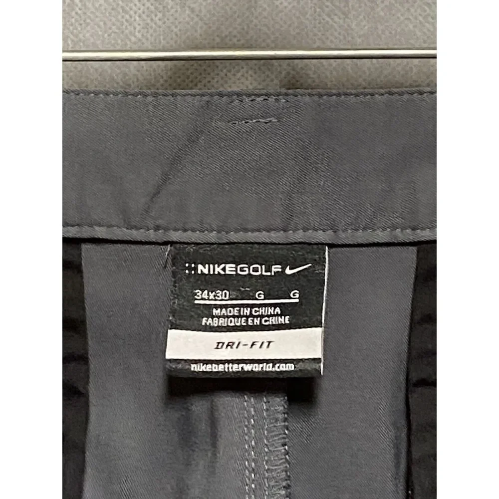 Nike Golf Pants Men 34 X30 Gray Chino Performance Active Outdoor Dri Fit Stretch